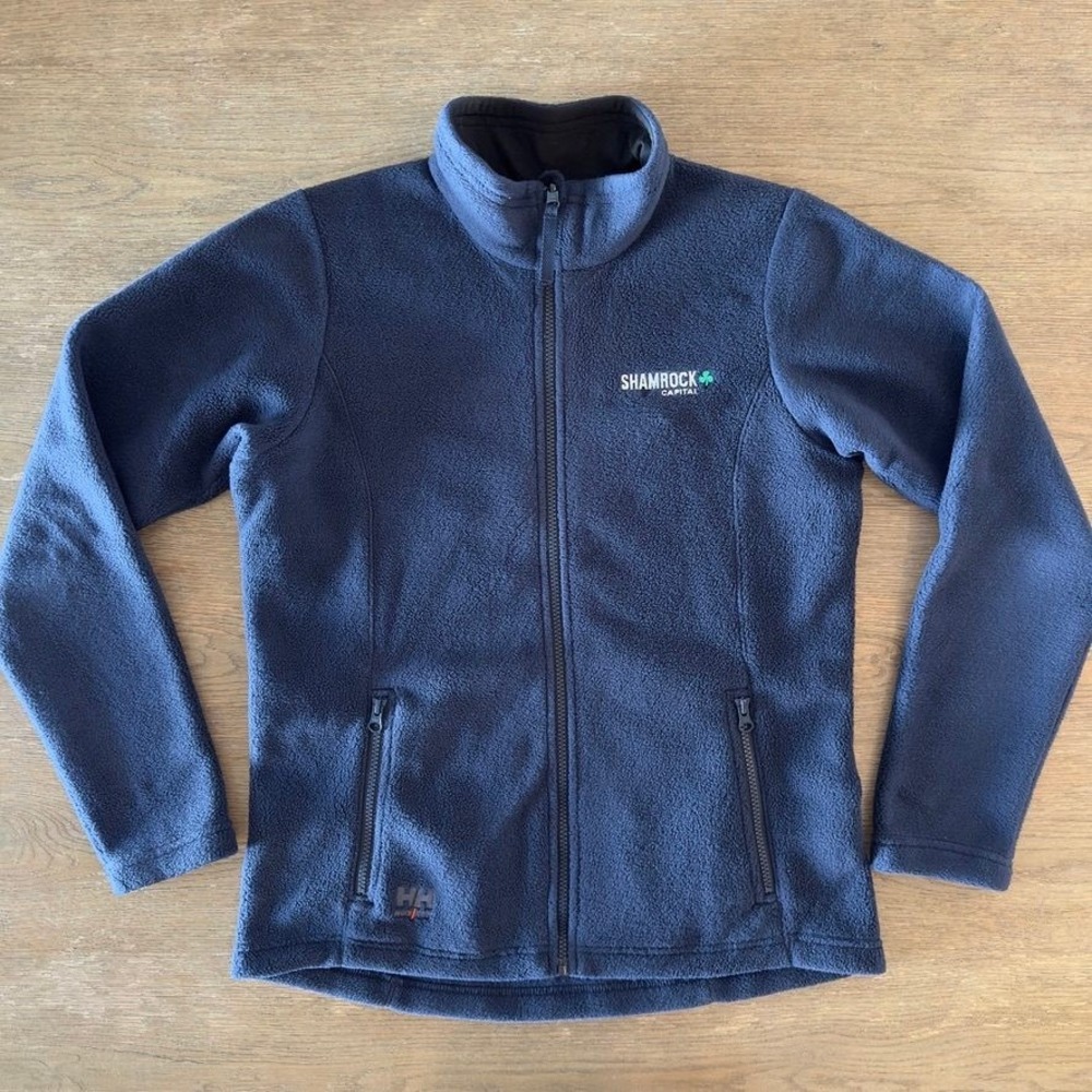 Helly Hansen Work Wear Navy Full Zip Fleece Jacket Shamrock Capital Logo-Women M